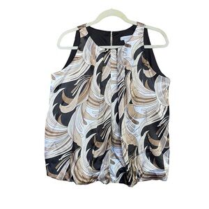 Dress Barn Sleeveless Blouse size medium NWT balloon bottom tan brown black